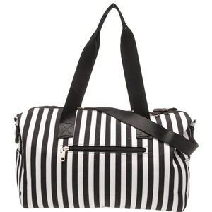 Alice + Olivia Black and White Striped Travel Bag